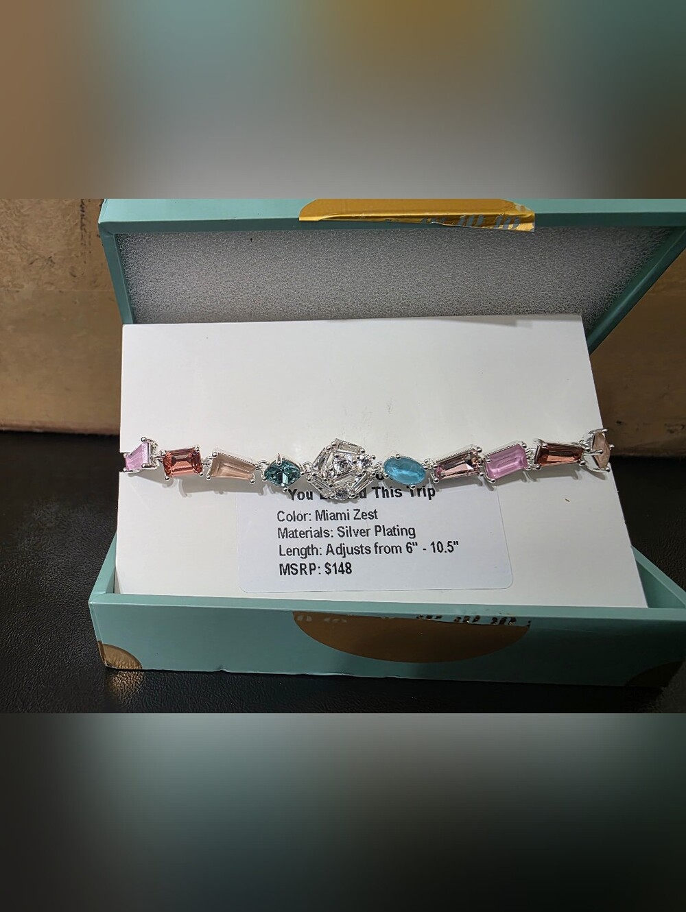 Silver-Plated Multicolor Jewel Candy Bracelet - Miami Zest